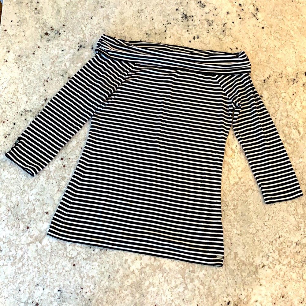WHBM striped off the shoulder top XS